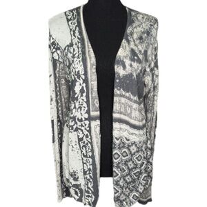 Chicos Open Cardigan Sweater Cream Gray Sz 3 XL 16